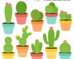Cute Cactus Digital Stamp Clipart outline clip art cactus