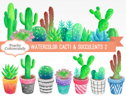 BUY 2 GET 1 FREE Watercolor Cactus Clipart 2 - cactus clip art ...