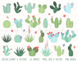 Cactus and Succulent Clipart Vectors ~ Illustrations ~ Creative Market