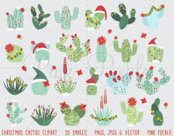 Christmas Cactus Clipart & Vectors ~ Illustrations ~ Creative Market
