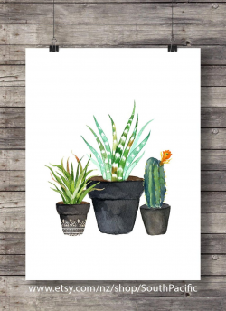 Cacti art print Printable art Watercolor cactus painting watercolor ...