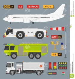 Tow Truckiness Plan Template Airport Infographic Set Trucks Airplane ...
