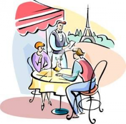 A Colorful Cartoon of a Couple Eating At a French Bistro | I ...
