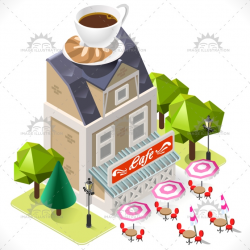 Cafe Tint Icon Building Isometric - Image Illustration