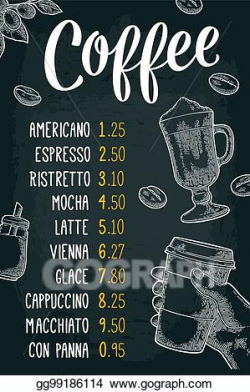 Clip Art Vector - Restaurant or cafe menu coffee drinck with ...