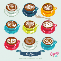 Coffee Digital Vector Clip art / Coffee Art Digital Clipart Design ...
