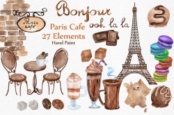Watercolor Paris cafe clipart by LeCoqD | Design Bundles