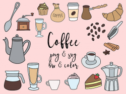 COFFEE and CAFE CLIPART clip art cute doodles vector