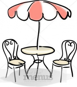 clip art french al fresco | Cafe Table with Red and White Umbrella ...