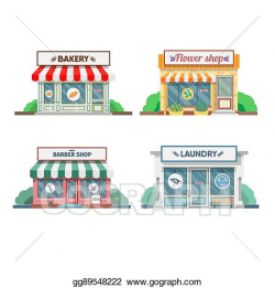 EPS Illustration - Flower shop, laundry, barber, bakery ...
