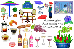 Watercolor French Café Clip Art ~ Illustrations ~ Creative Market