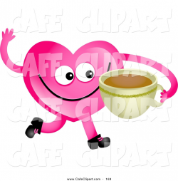 Clip Art of a Pink Love Heart Drinking a Mug Coffee by Prawny - #169