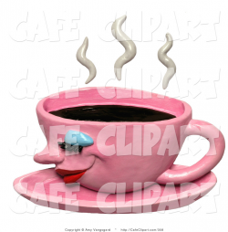 Clip Art of a Pink Coffee Cup by Amy Vangsgard - #308