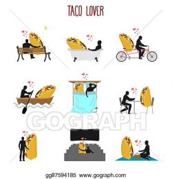 Vector Clipart - Lover taco set. love to mexican food collection ...
