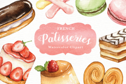 French Patisseries Watercolor clipart watercolor menu sweet
