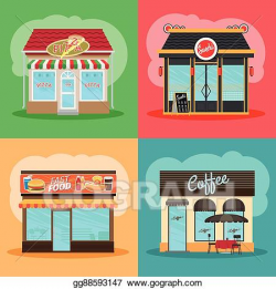 Vector Art - Restaurant or fast food store front. EPS clipart ...