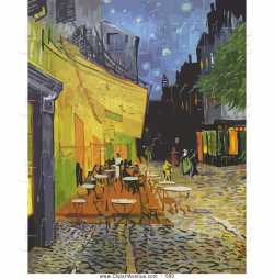 Avenue Clipart of a Street Cafe Terrace at Night on the Place Du ...