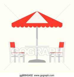 Clip Art Vector - Table with chairs and umbrella. Stock EPS ...