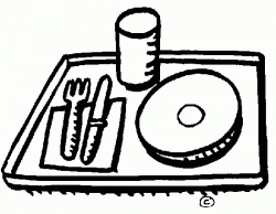 School Lunch Tray Clipart Black And White - Letters