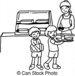 School Canteen Clipart Black And White Hd | Letters