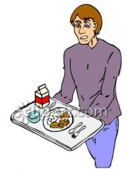 Man Eating Yucky Food In a Cafeteria - Royalty Free Clipart Picture