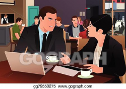 Vector Stock - Business people eating together in the cafeteria ...