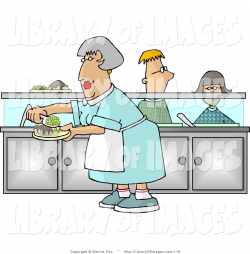 Clip Art of a Cafeteria Lady Putting Together Plates of Food for ...