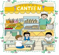School Canteen Clipart Black And White - Letters