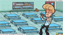 A Very Frightened Man and A School Cafeteria Background