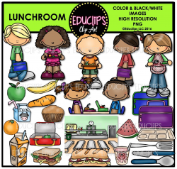 Lunchroom Clip Art Bundle (Color and B&W) - Welcome to Educlips Store