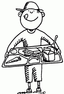 School Lunch Tray Clipart Black And White - Letters