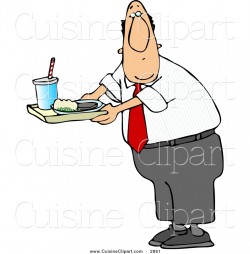 Cuisine Clipart of a Caucasian Male Teacher Carrying Food on a ...