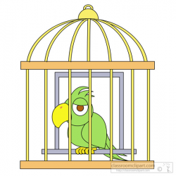 Animal Clipart - Bird Clipart - green-parrot-in-gold-cage ...