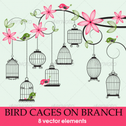Bird Cages on Branch by Yana_st | GraphicRiver