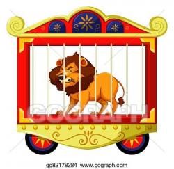 Vector Art - Lion in circus cage. Clipart Drawing gg82178284 - GoGraph