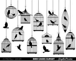 Digital Bird Cage Clip Art Bird Cage Silhouette Clip Art Bird