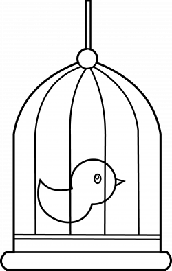 Bird in Cage Coloring Page - Free Clip Art