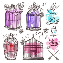 Cages And Birds Set | Bird, Font logo and Fonts