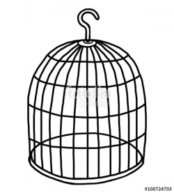 empty bird cage / cartoon vector and illustration, black and white ...