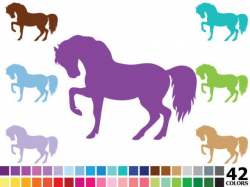 Rainbow Horse Clipart - Digital Vector Colorful Horse, Silhouette ...