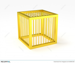 Golden Cage Cubic Prison Isolated Stock Photo 42660326 - Megapixl