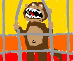 monkey trying to break out of cage - drawing by pilopirate