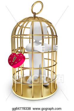 Drawings - Man trapped in a golden cage. Stock Illustration ...