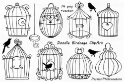 Doodle Birdcage ClipArt, Wedding bird cages, Lovebird, Bird Cage ...