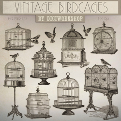 Birdcages Clip Art Clipart Vintage Birdcages by DigiWorkshopPixels ...