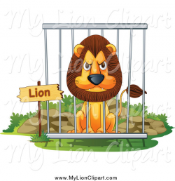 Clipart of a Mad Male Lion in a Zoo Cage by Graphics RF - #888