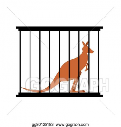 Vector Art - Kangaroo in cage. animal in zoo beh. Clipart Drawing ...