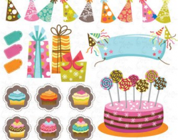 Birthday clip art Set Collection party clipart Bs008 Personal