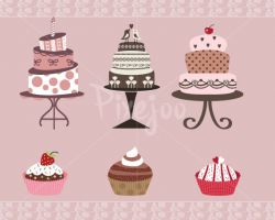 Cute Printable Cakes and Cupcakes Clipart-Wedding Cake