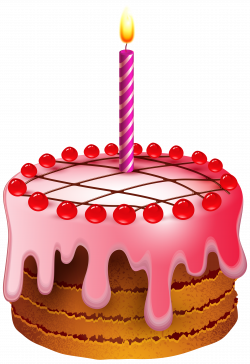 Birthday Cake with Candle Transparent Clip Art Image | Gallery ...
